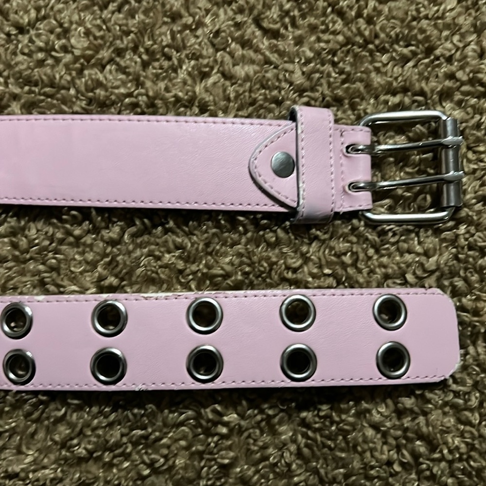 Baby Pink Grommet Genuine Leather Belt
